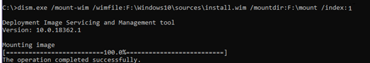 dism.exe /mount-wim /wimfile - смонтировать установочный образ windows 10