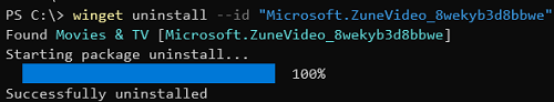winget uninstall команда удаления программы