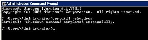 certutil –shutdown