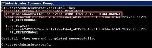 certutil –key