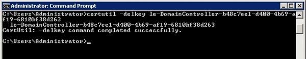 certutil –delkey 