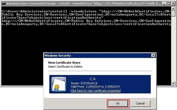 certutil –viewdelstore 