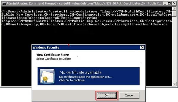 certutil –viewdelstore