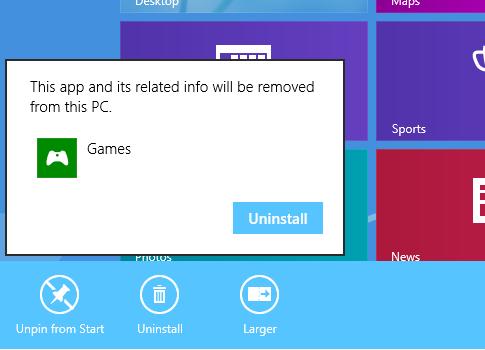 Удаляем metro-приложение в windows 8