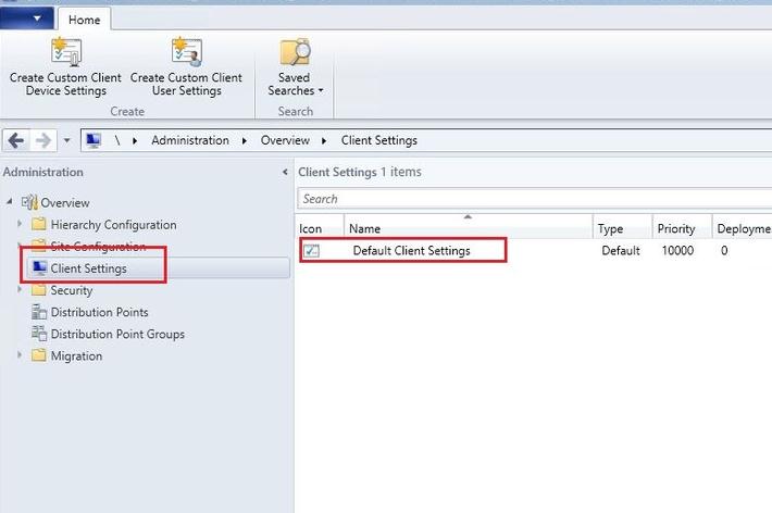 SCCM 2012 client settings