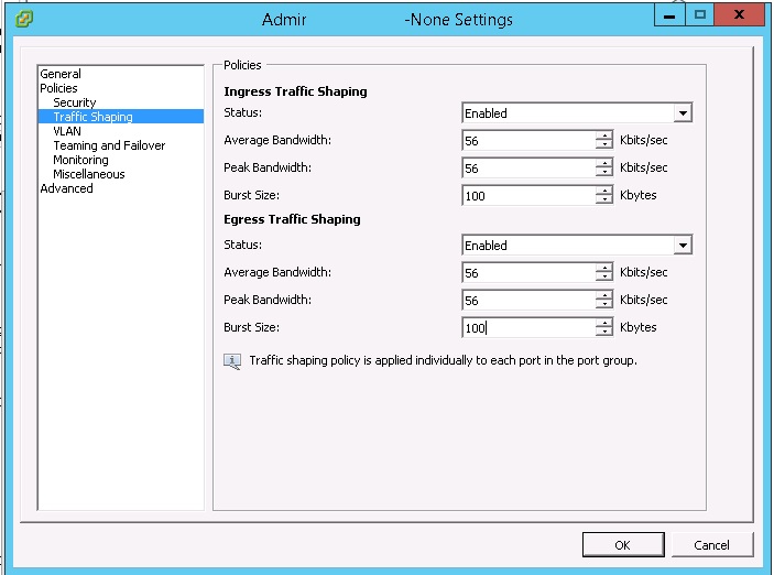 vmware traffic shaping