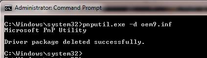 pnputil.exe d oemxxx.inf - удаление драйвера