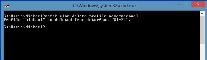 Удалить профиль беспроводной wifi сети в windows8 из командной строки