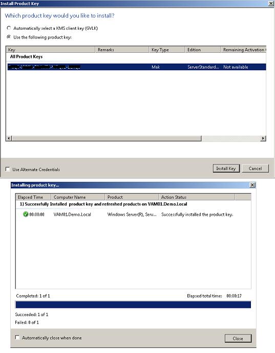 Выбираем MAK ключ для установки на клиенте с ОС Windows 8