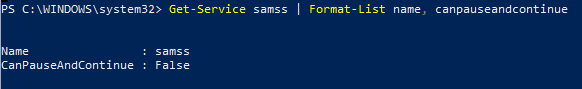 Get-Service canpauseandcontinue