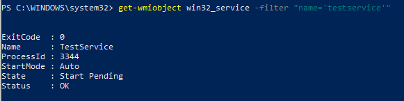 get-wmiobject win32_service -filter 