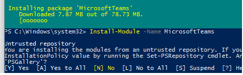 установка powershell модуля MicrosoftTeams 