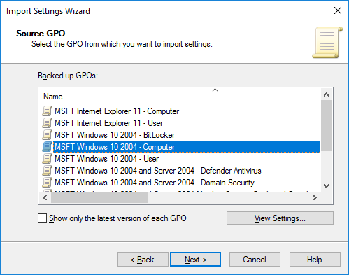 GPO MSFT Windows 10 2004 – Computer 