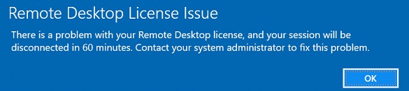 Проблема с лицензией удаленных рабочих столов и ваш сеанс будет завершен через 60 мин 