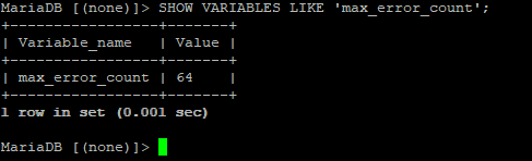 mariadb cli SHOW VARIABLES 