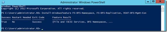 Установка роли dfs с помощью powershell