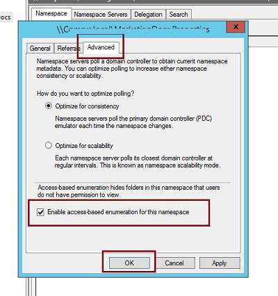 access-based enumeration для DFS в Windows Server 2012