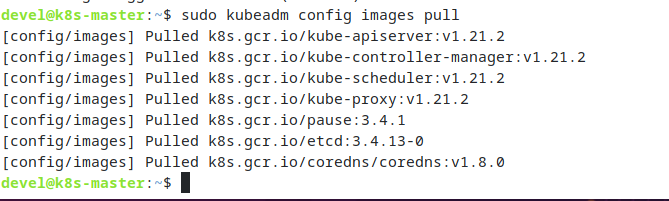 sudo kubeadm config images pull - установка компонентов Kubernetes