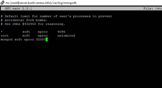 mongod soft nproc 32000