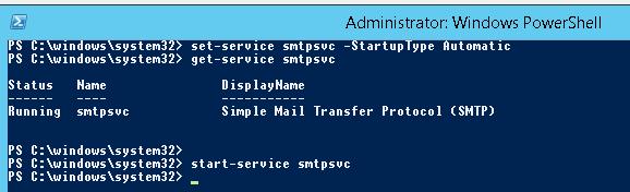set-service smtpsvc - управление службой SMTP