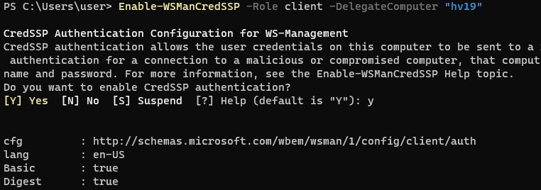 powershell: Enable-WSManCredSSP для управления hyperv