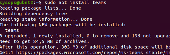 sudo apt install teams установка teams в linux