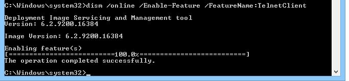 Установка telnet с помощью утилиты dism Установка telnet с помощью утилиты dism