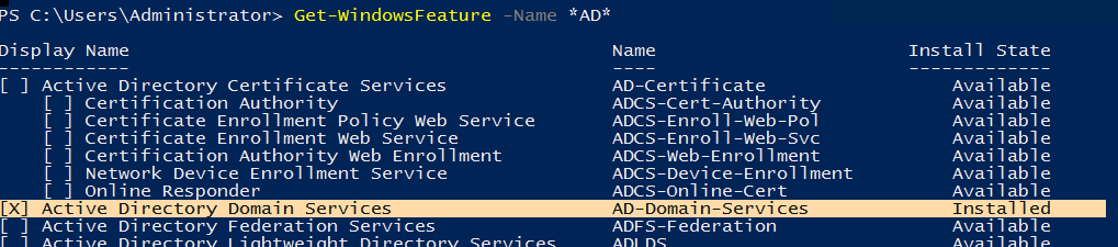 роль AD-Domain-Services установлена