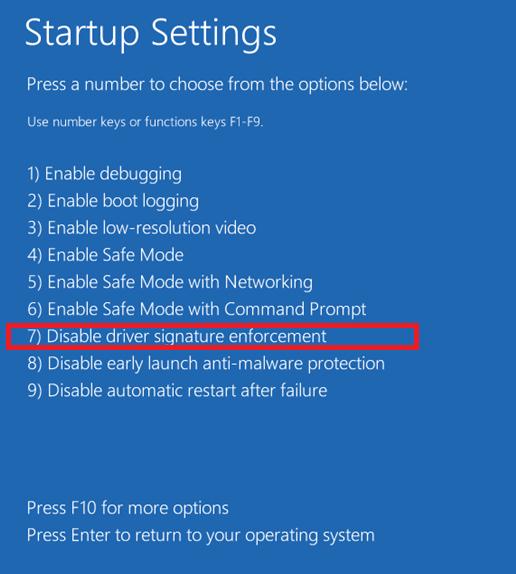 Disable driver signature enforcement в windows 8