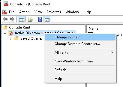 Установка оснастки Active Directory Users and Computers в Windows 10/11 16 ADUC - изменить домен
