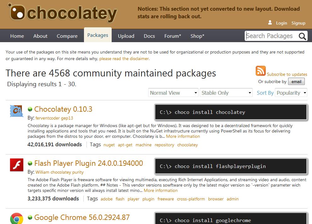 Репозиторий приложений Chocolatey