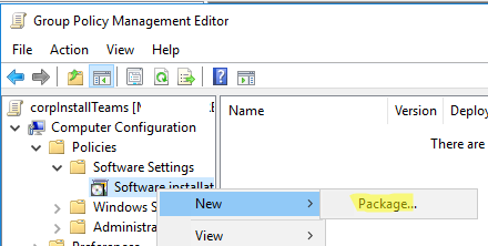 добавить пакет в GPO