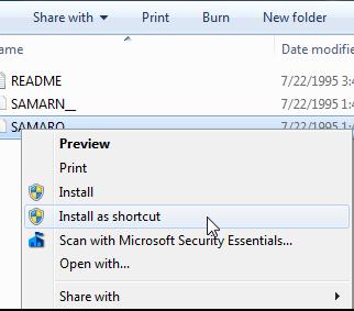 ярлык для шрифта в Win 7
