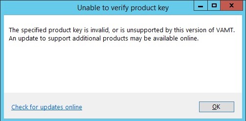 KMS ошибка Unable to verify product key