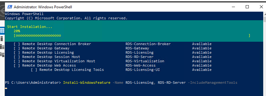 Установка RDS-Licensing, RDS-RD-Server в Windows Server 2019 через PowerShell