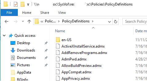 файлы административных шаблонов политик в sysvol policydefinitions