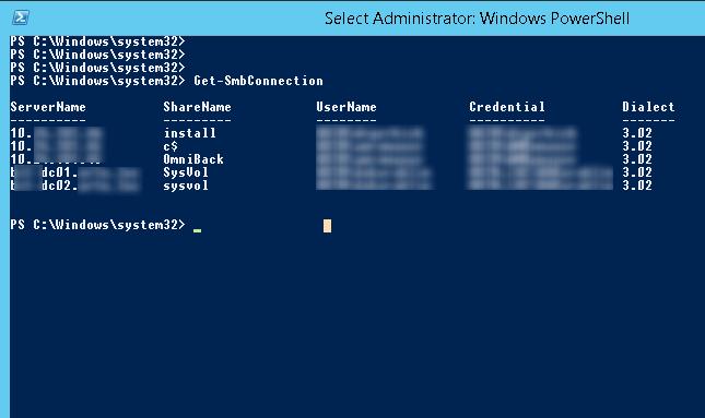 Get-SmbConnection