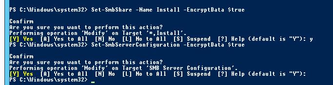 Set-SmbServerConfiguration включить шифрование SMB