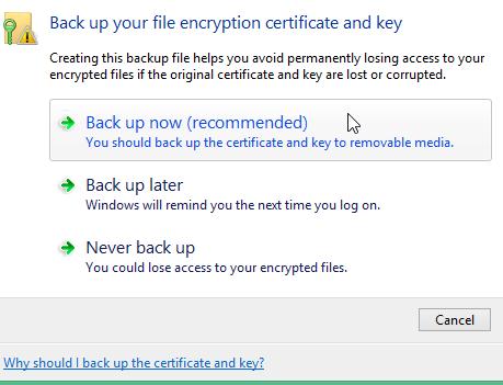 backup certificates efs windows 8