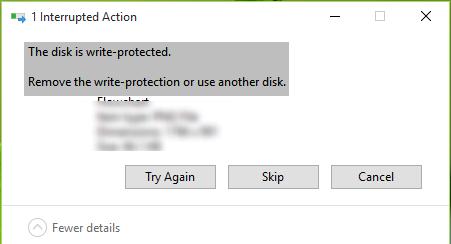 The disk is write protected. Remove the write-protection or use another disk