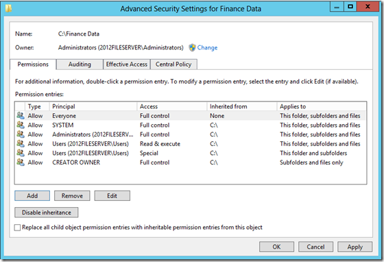 dynamic access control d0b2 windows server 2012 65d24bc136771