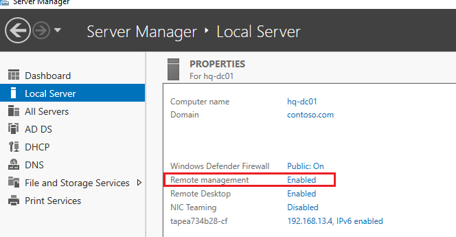 remote management включен в Windows Server 2016 и 2019