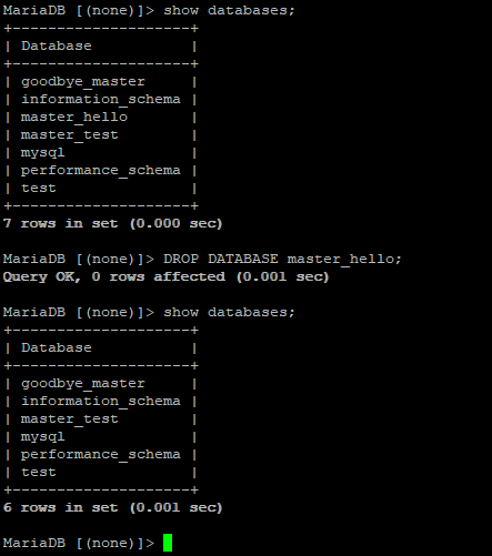 drop database и проверка репликации