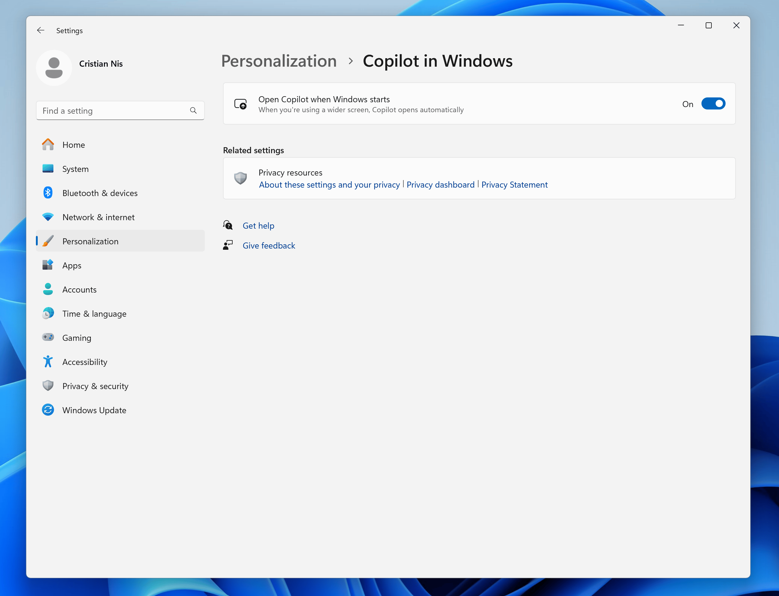 microsoft sozlaydi windows muayyan sozlamalarda avtomatik ravishda ishga tushirish uchun kopilot haqida malumot 65cd0e5110b43