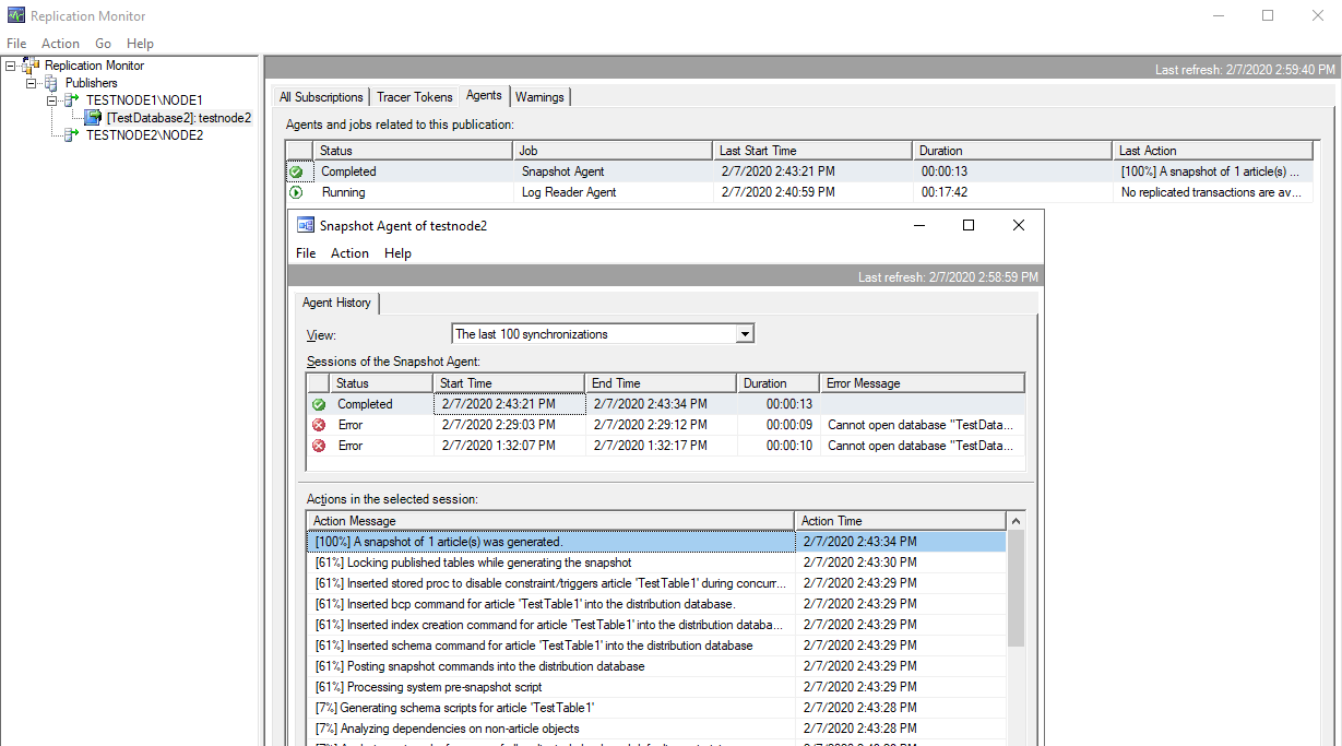 мониторинг репликации sql server