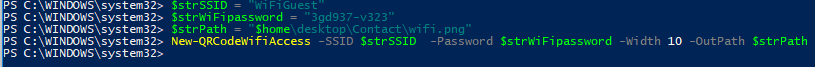 New-QRCodeWifiAccess SSID 