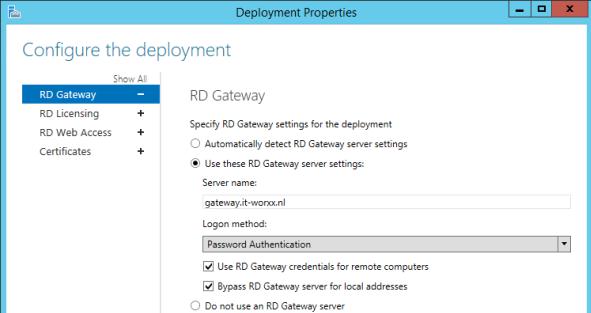 Bypass RD Gateway server for local address