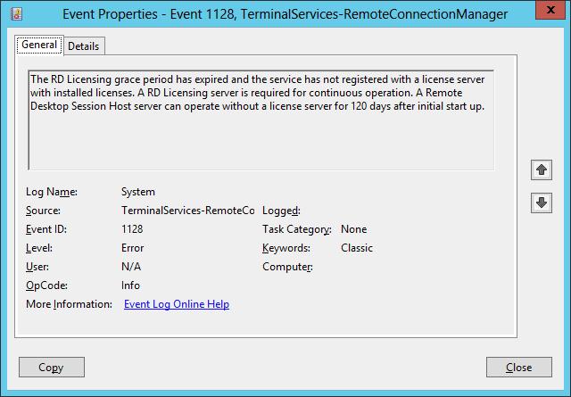 A Remote Desktop Session Host server can operate without a license server for 120 days after initial start up