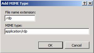 Добавить rdp в MIME Types 