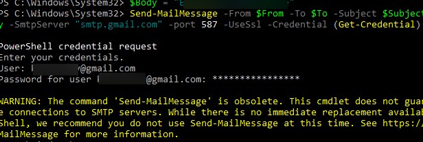 Send-MailMessage: отправка писем из PowerShell 7 Send-MailMessage команда устарела и не гарантирует безопасное подключение к SMTP серверу